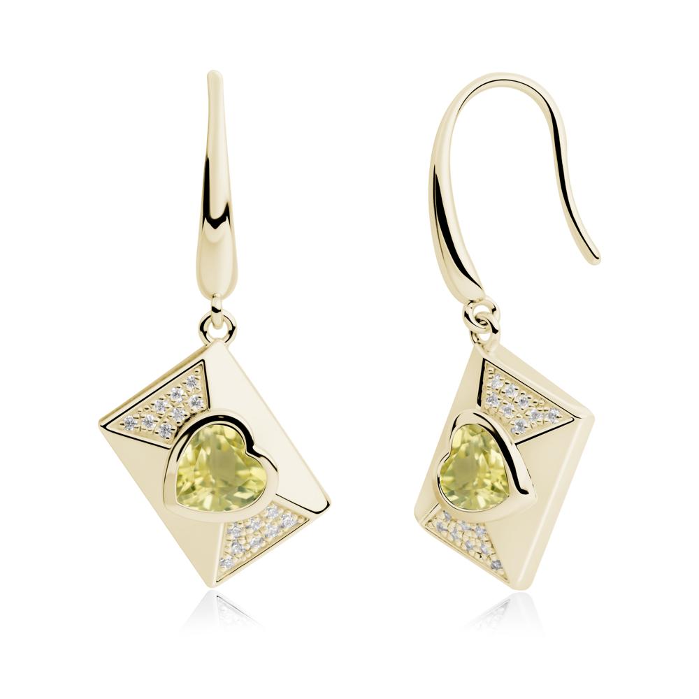 Secret Admirer Lemon Quartz Envelope Fish Hook Earrings - LUO Jewelry #metal_14k yellow gold