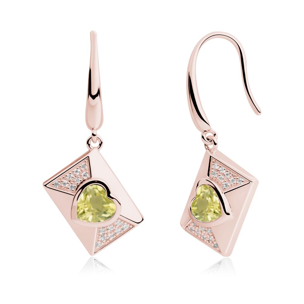 Secret Admirer Lemon Quartz Envelope Fish Hook Earrings - LUO Jewelry #metal_18k rose gold
