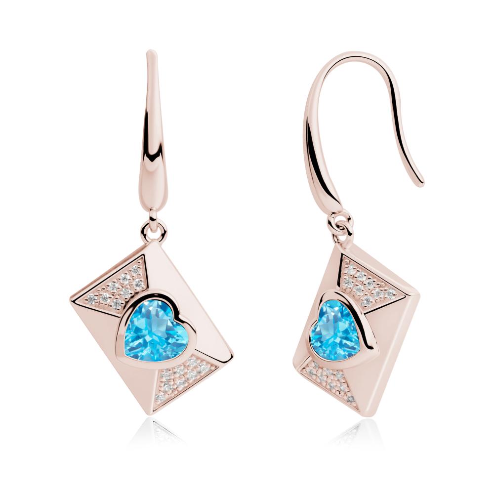 Secret Admirer Swiss Blue Topaz Envelope Fish Hook Earrings - LUO Jewelry #metal_14k rose gold