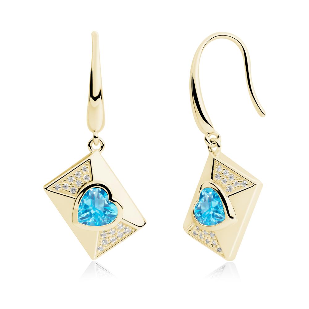 Secret Admirer Swiss Blue Topaz Envelope Fish Hook Earrings - LUO Jewelry #metal_18k yellow gold
