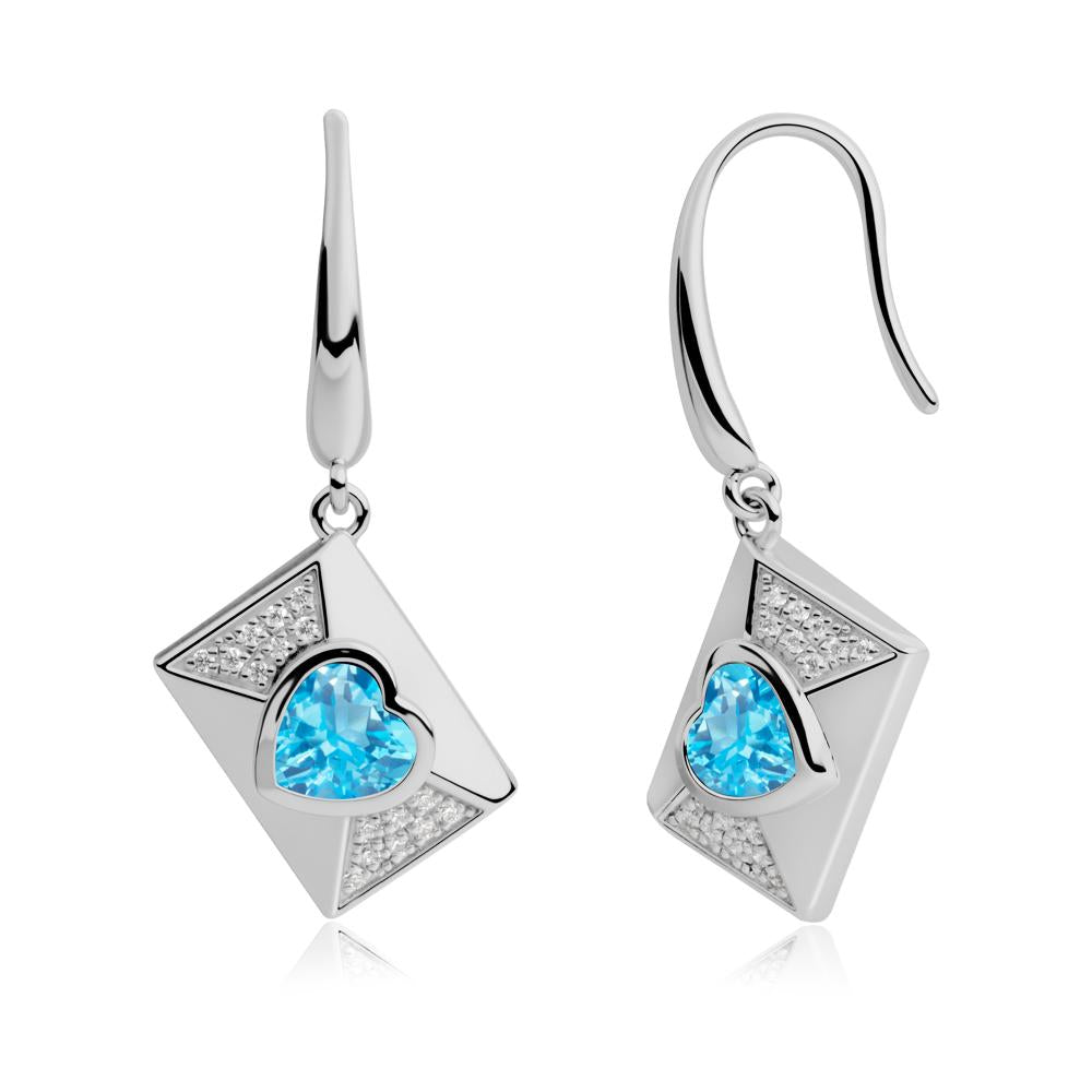 Secret Admirer Swiss Blue Topaz Envelope Fish Hook Earrings - LUO Jewelry #metal_platinum