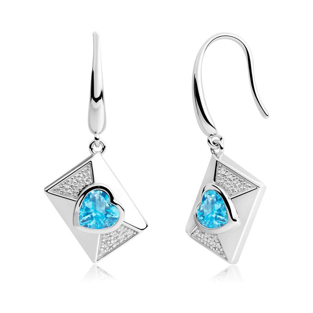Secret Admirer Swiss Blue Topaz Envelope Fish Hook Earrings - LUO Jewelry #metal_sterling silver