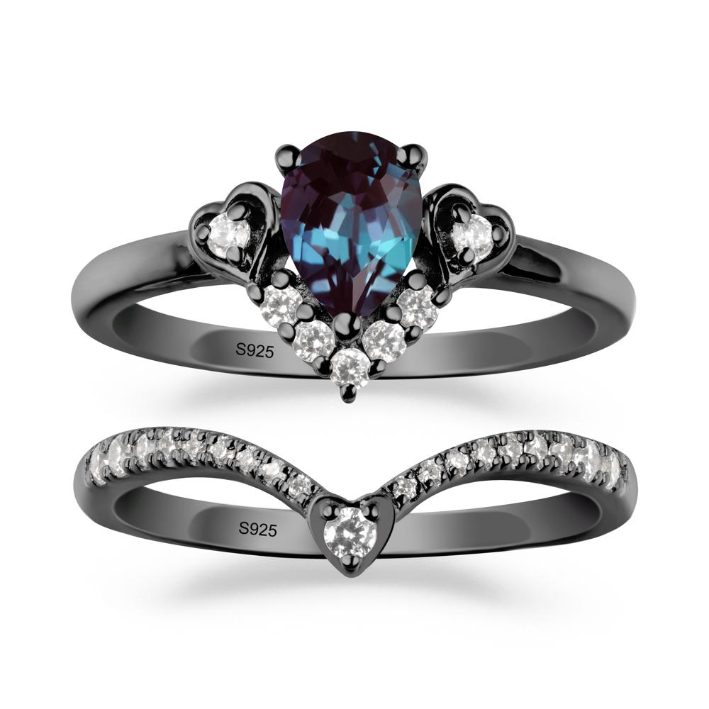 Pear-Cut Alexandrite Heart Bridal Set - LUO Jewelry #metal_xxxxx