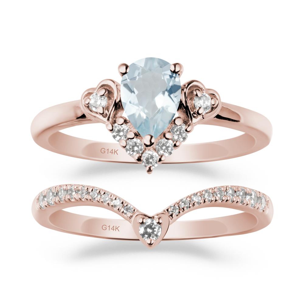 Tiara-Inspired Pear Shaped Aquamarine Ring Set - LUO Jewelry #metal_xxxxx