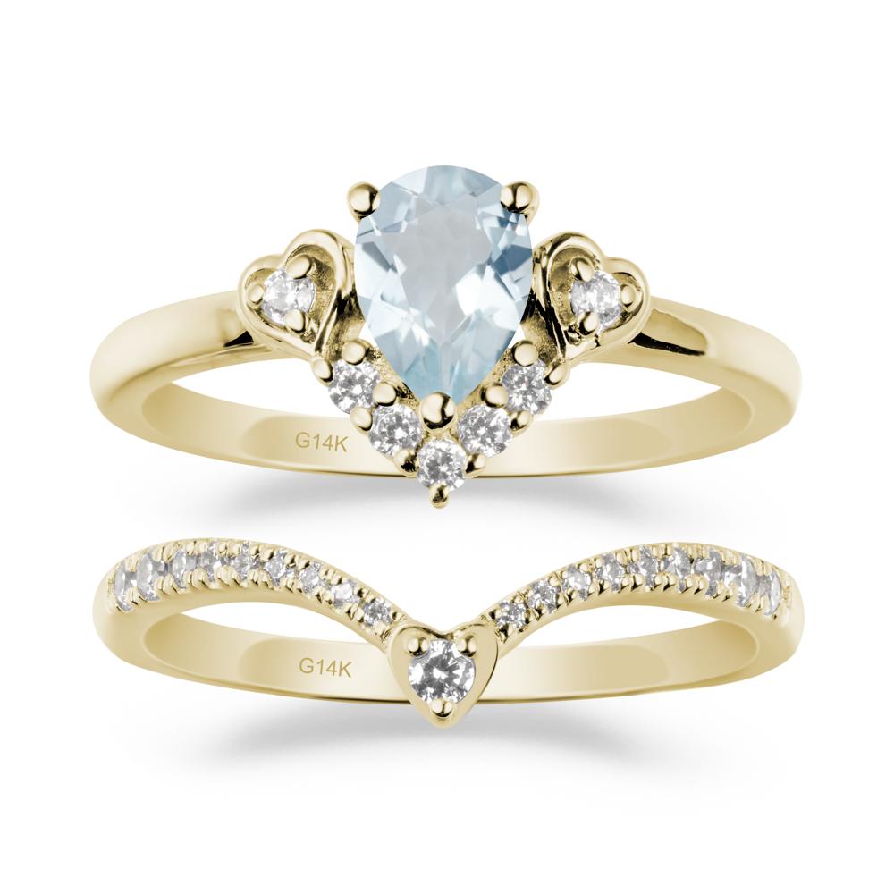 Tiara-Inspired Pear Shaped Aquamarine Ring Set - LUO Jewelry #metal_xxxxx