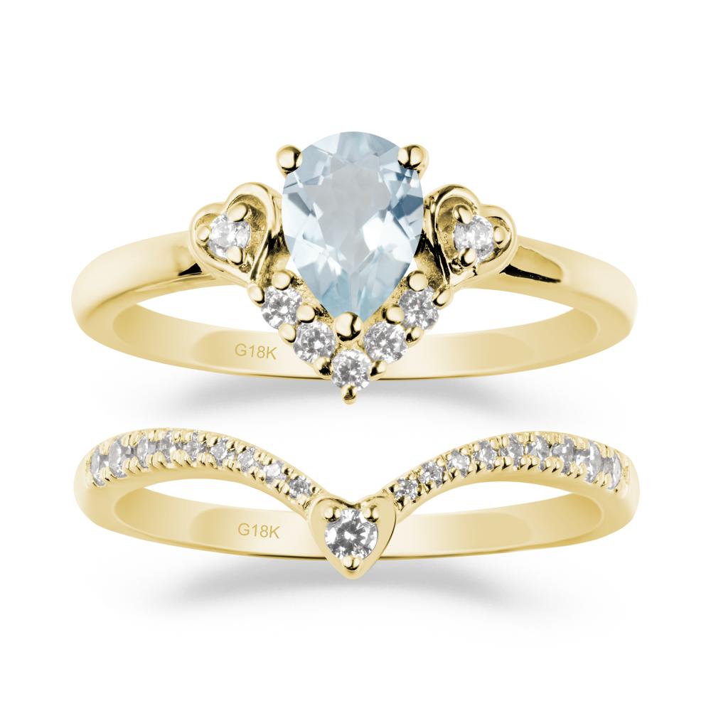 Tiara-Inspired Pear Shaped Aquamarine Ring Set - LUO Jewelry #metal_xxxxx