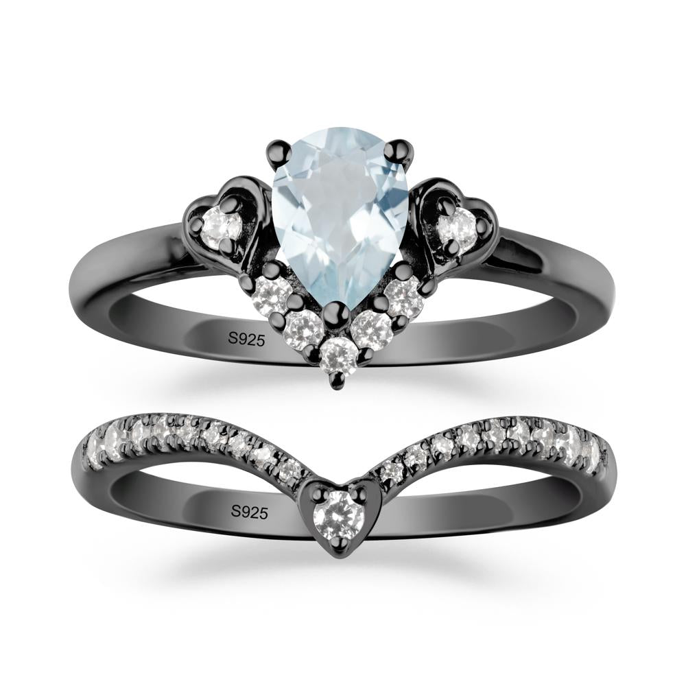 Tiara-Inspired Pear Shaped Aquamarine Ring Set - LUO Jewelry #metal_xxxxx