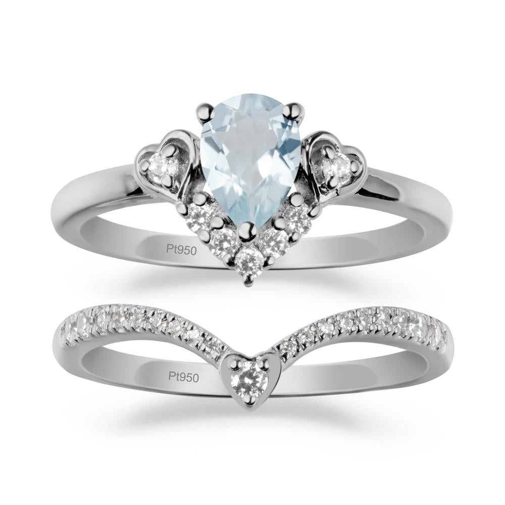 Tiara-Inspired Pear Shaped Aquamarine Ring Set - LUO Jewelry #metal_xxxxx