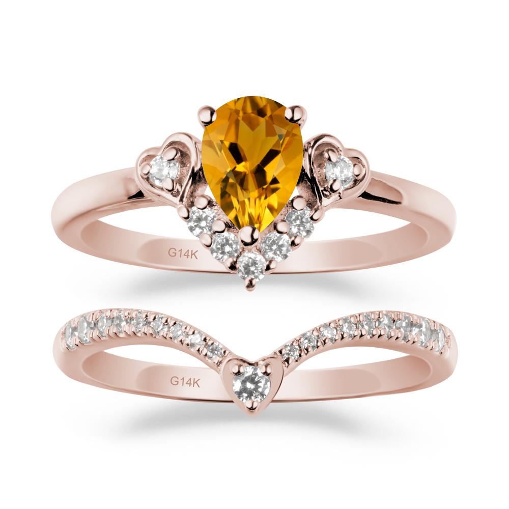 Tiara-Inspired Pear Shaped Citrine Ring Set - LUO Jewelry #metal_xxxxx