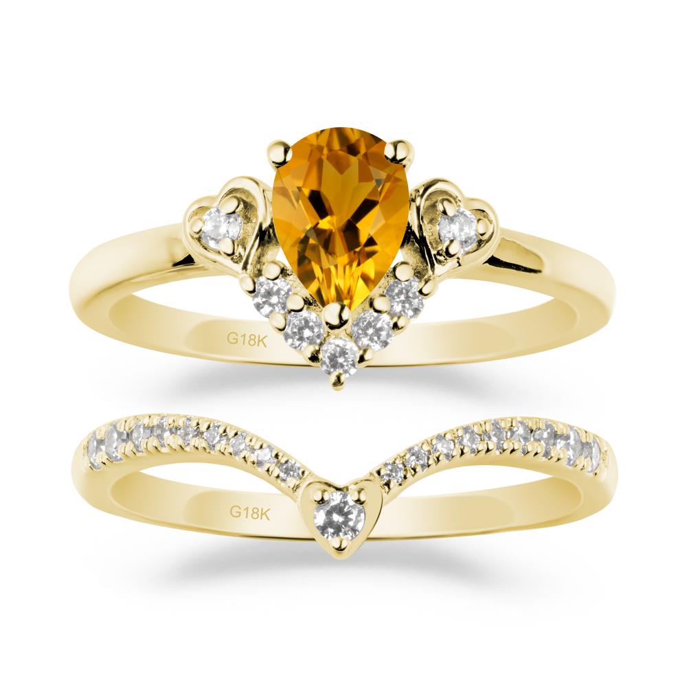 Tiara-Inspired Pear Shaped Citrine Ring Set - LUO Jewelry #metal_xxxxx