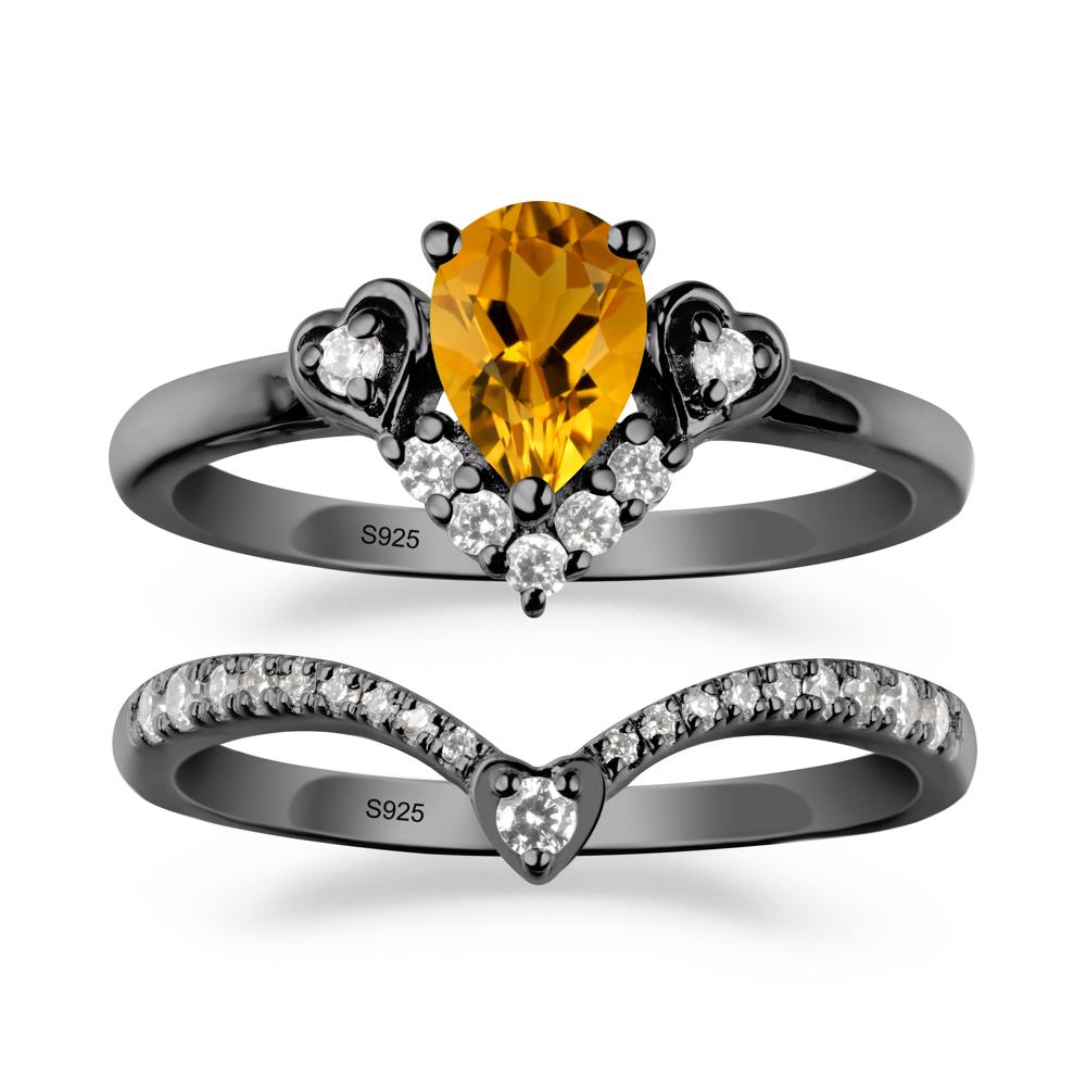 Tiara-Inspired Pear Shaped Citrine Ring Set - LUO Jewelry #metal_xxxxx