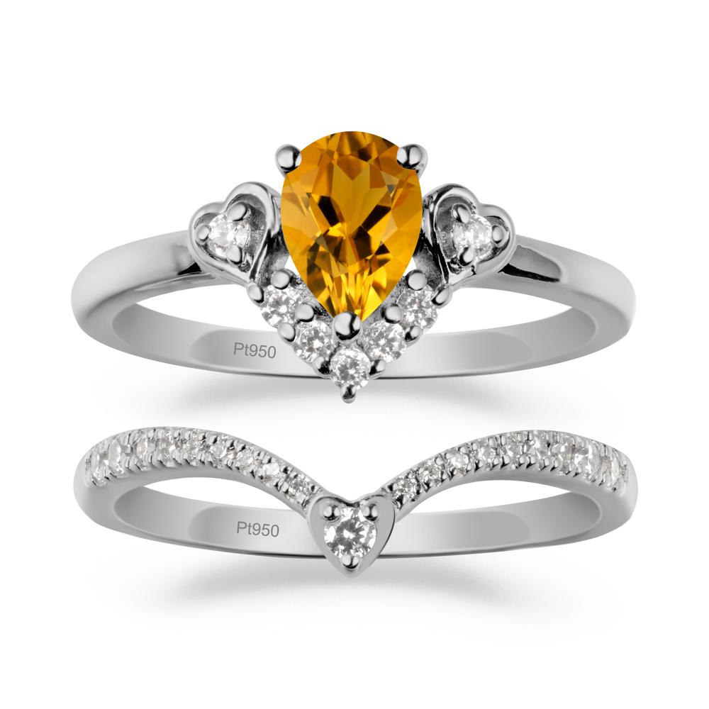 Tiara-Inspired Pear Shaped Citrine Ring Set - LUO Jewelry #metal_xxxxx