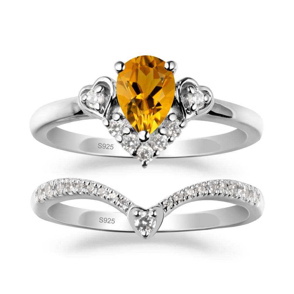 Tiara-Inspired Pear Shaped Citrine Ring Set - LUO Jewelry #metal_xxxxx