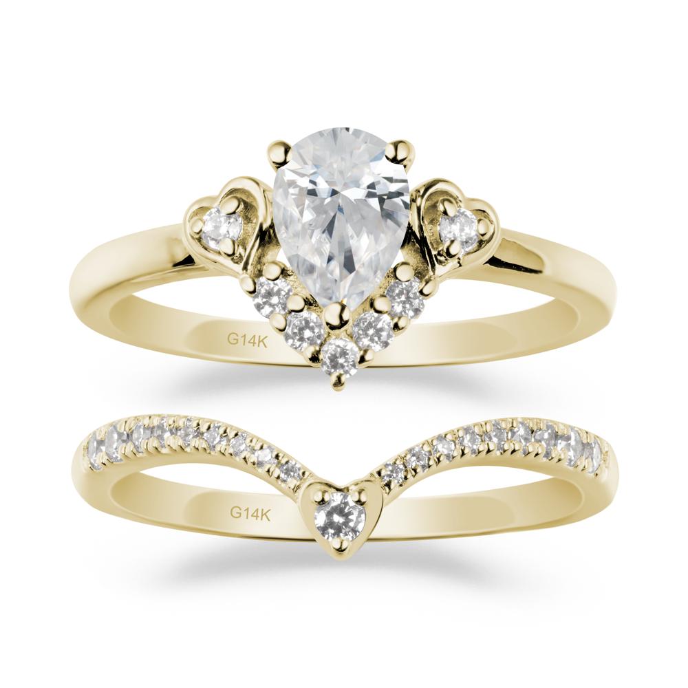 Pear-Cut Cubic Zirconia Heart Bridal Set - LUO Jewelry #metal_xxxxx