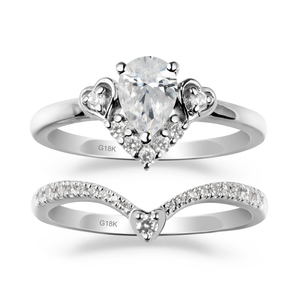 Pear-Cut Cubic Zirconia Heart Bridal Set - LUO Jewelry #metal_xxxxx