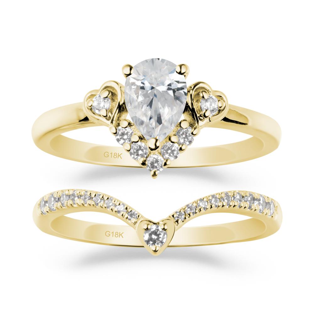 Pear-Cut Cubic Zirconia Heart Bridal Set - LUO Jewelry #metal_xxxxx