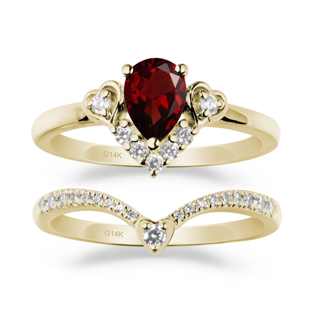 Tiara-Inspired Pear Shaped Garnet Ring Set - LUO Jewelry #metal_xxxxx