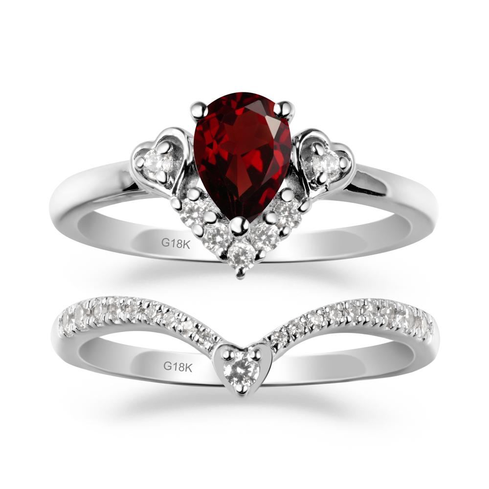 Tiara-Inspired Pear Shaped Garnet Ring Set - LUO Jewelry #metal_xxxxx