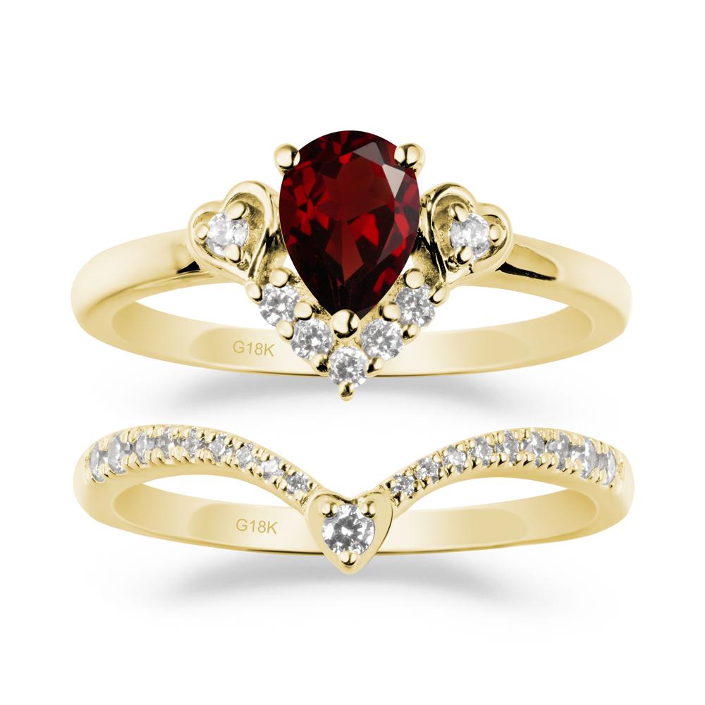 Tiara-Inspired Pear Shaped Garnet Ring Set - LUO Jewelry #metal_xxxxx