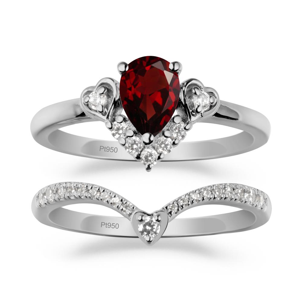 Tiara-Inspired Pear Shaped Garnet Ring Set - LUO Jewelry #metal_xxxxx