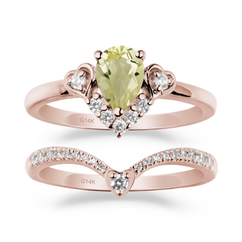 Tiara-Inspired Pear Shaped Lemon Quartz Ring Set - LUO Jewelry #metal_xxxxx