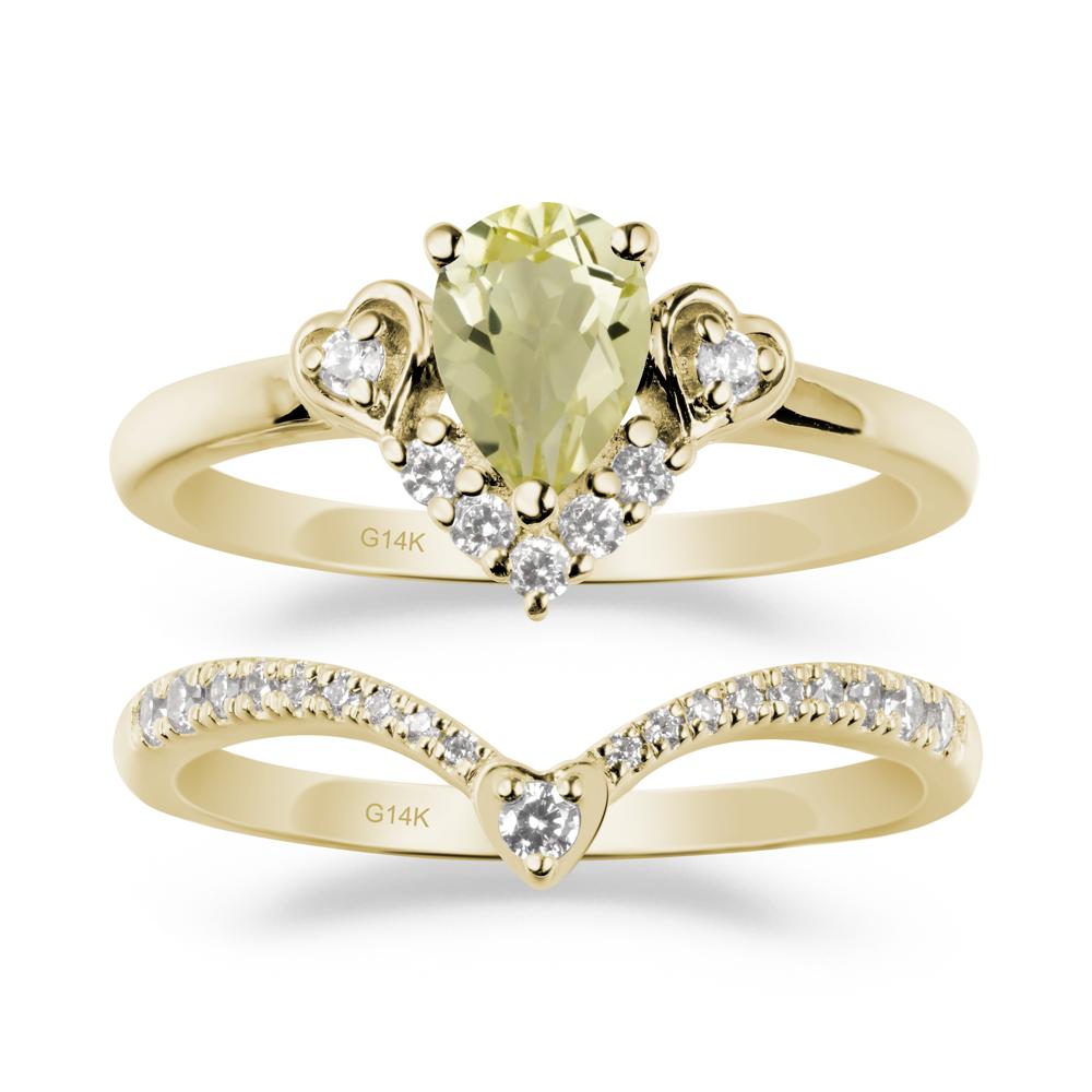 Tiara-Inspired Pear Shaped Lemon Quartz Ring Set - LUO Jewelry #metal_xxxxx