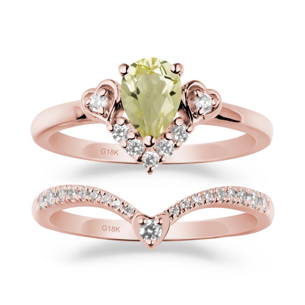 Tiara-Inspired Pear Shaped Lemon Quartz Ring Set - LUO Jewelry #metal_xxxxx