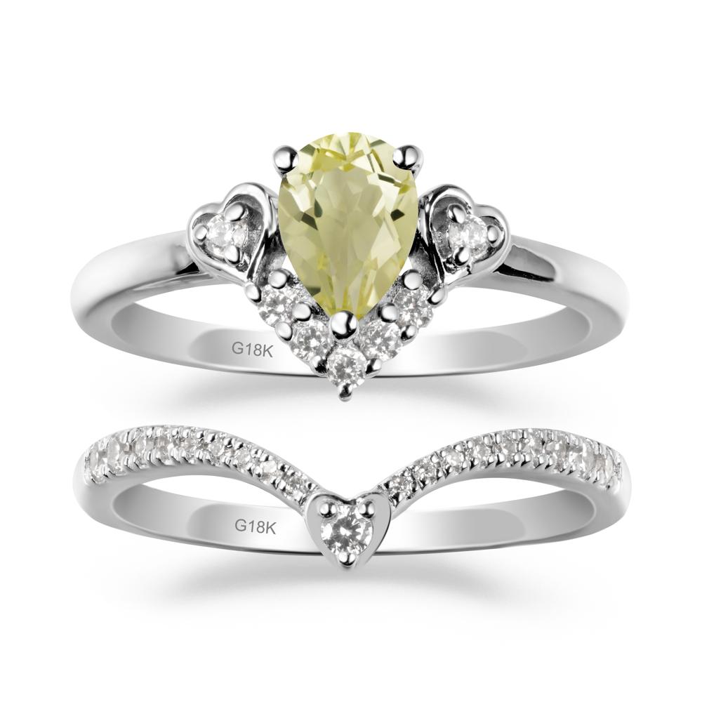 Tiara-Inspired Pear Shaped Lemon Quartz Ring Set - LUO Jewelry #metal_xxxxx