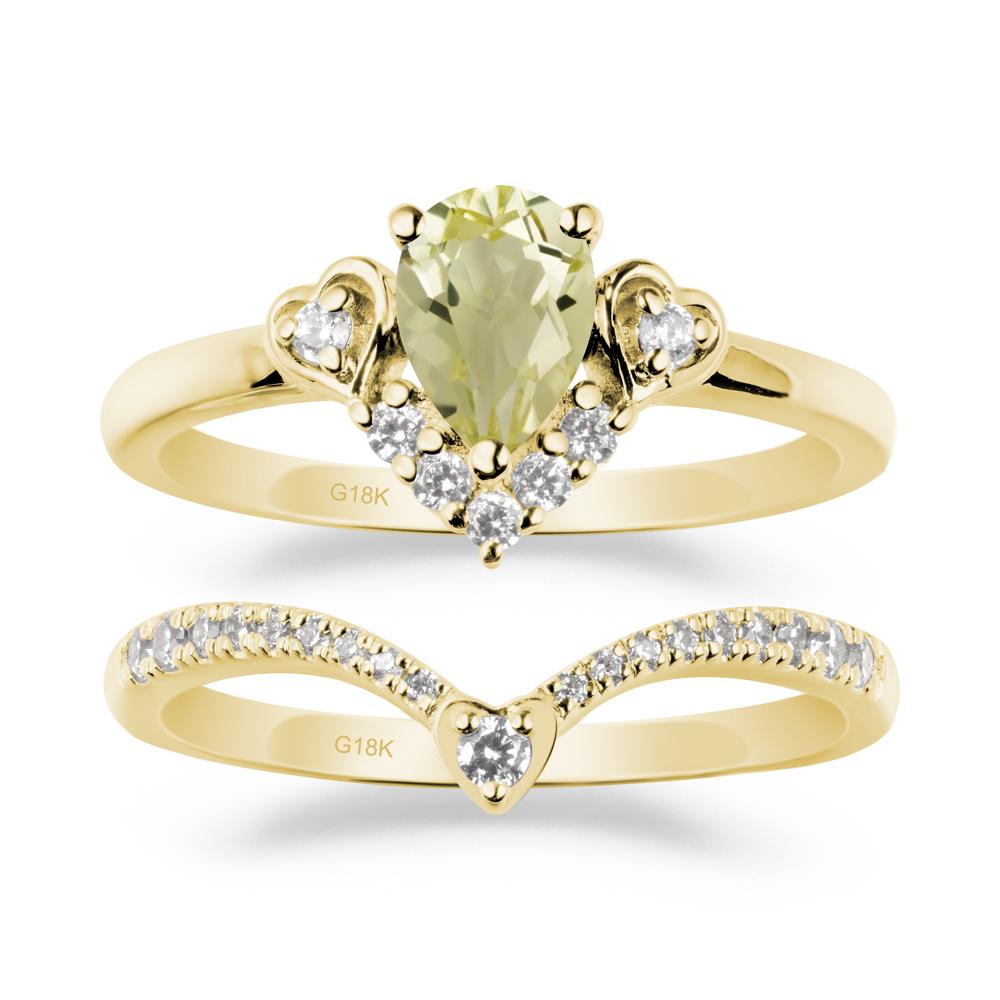 Tiara-Inspired Pear Shaped Lemon Quartz Ring Set - LUO Jewelry #metal_xxxxx