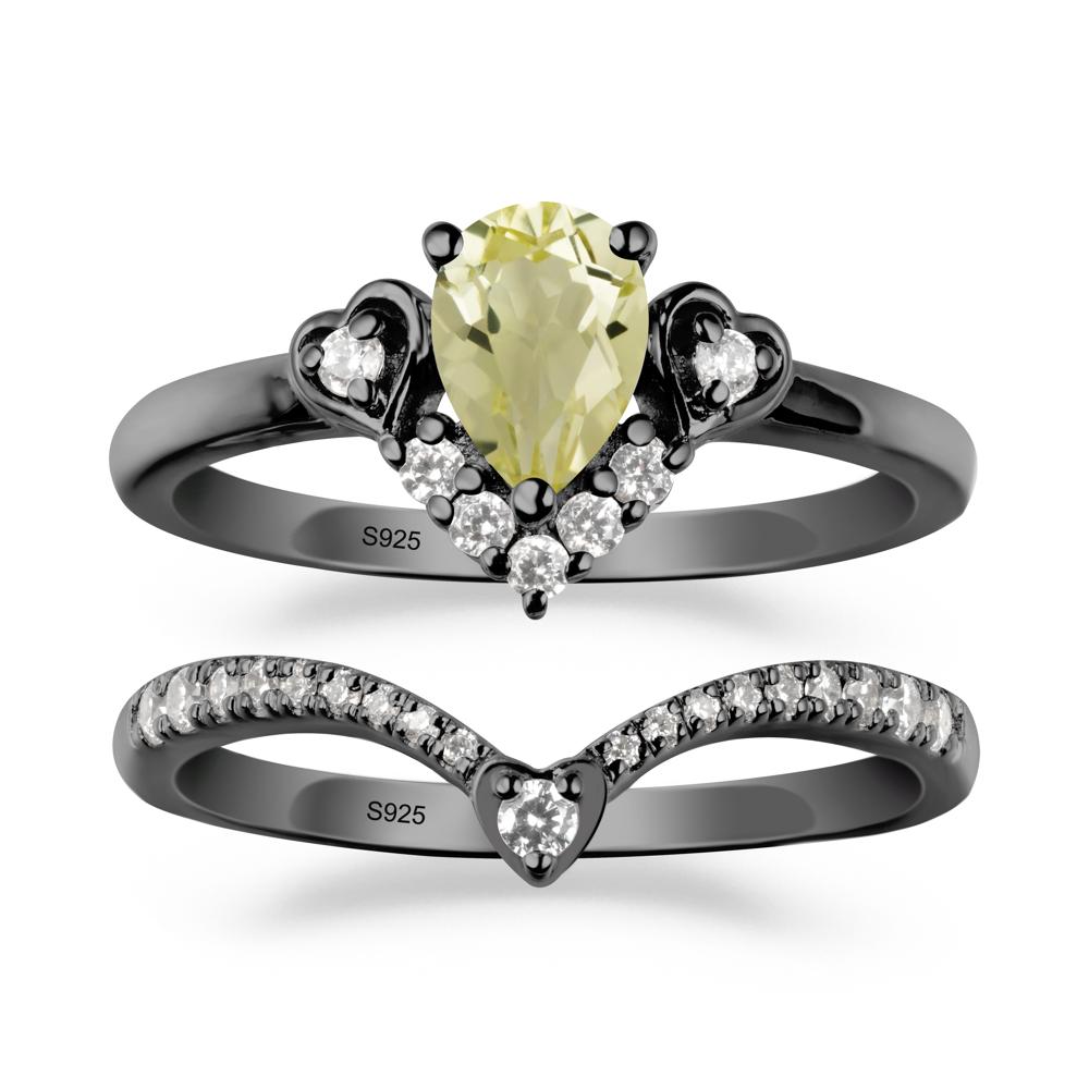 Tiara-Inspired Pear Shaped Lemon Quartz Ring Set - LUO Jewelry #metal_xxxxx