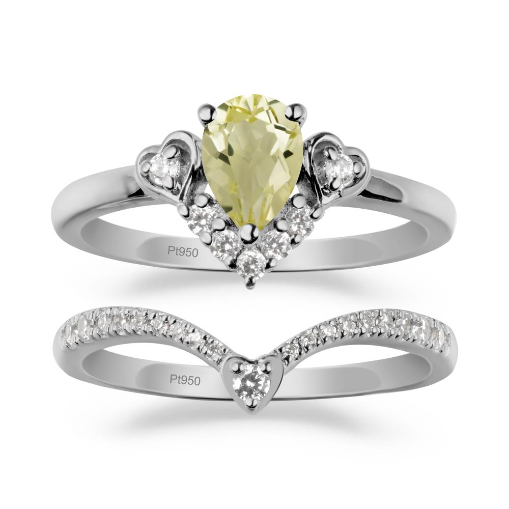Tiara-Inspired Pear Shaped Lemon Quartz Ring Set - LUO Jewelry #metal_xxxxx