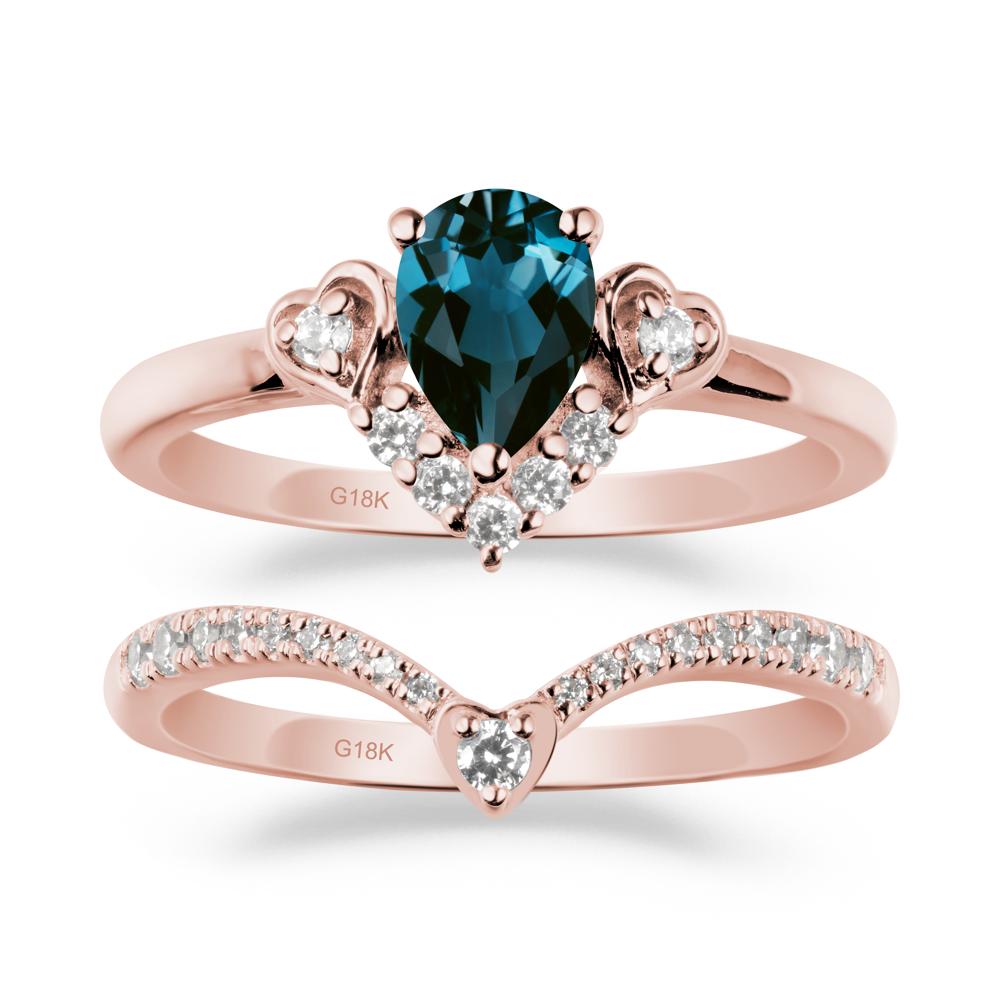Pear-Cut London Blue Topaz Heart Bridal Set - LUO Jewelry #metal_xxxxx