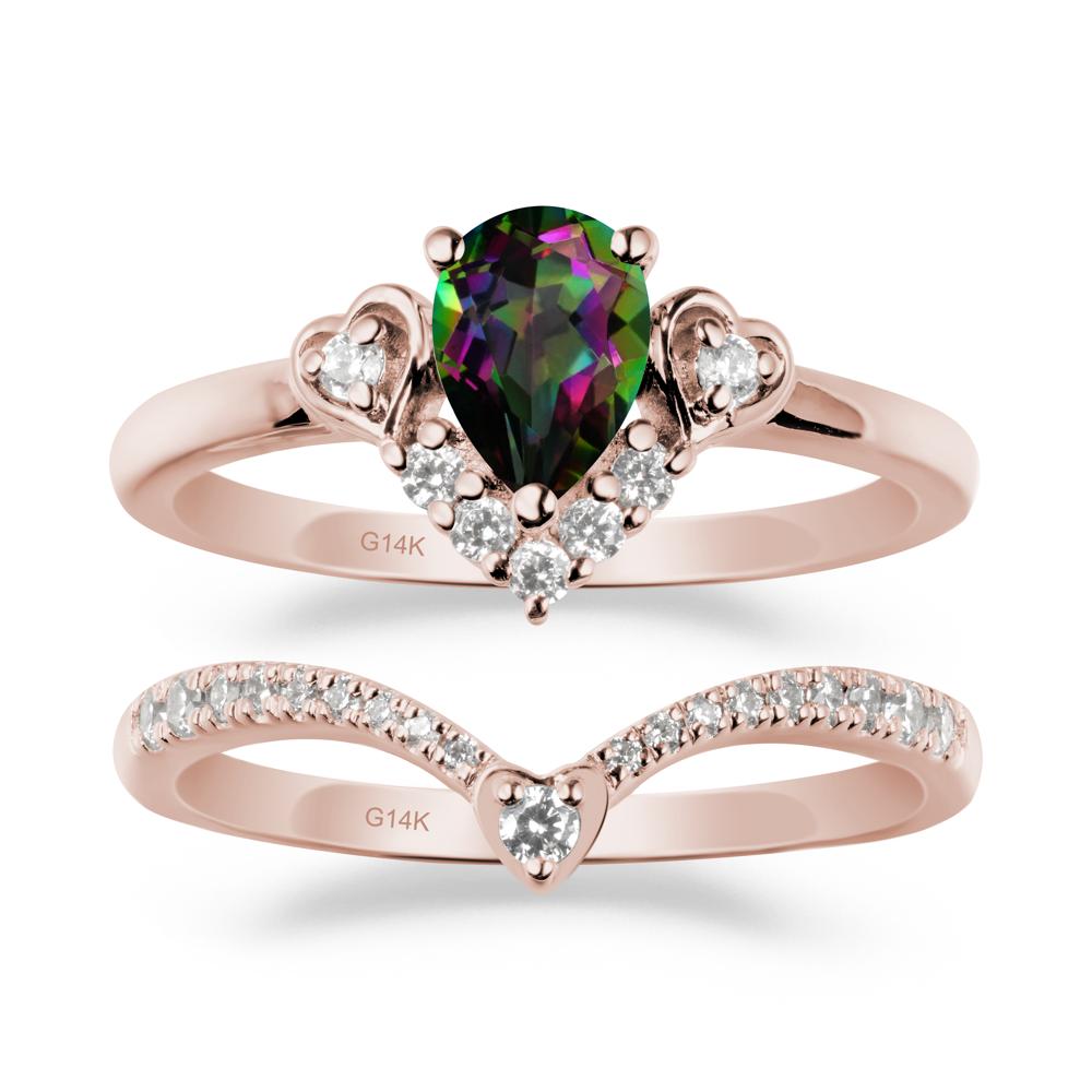 Pear-Cut Mystic Topaz Heart Bridal Set - LUO Jewelry #metal_xxxxx