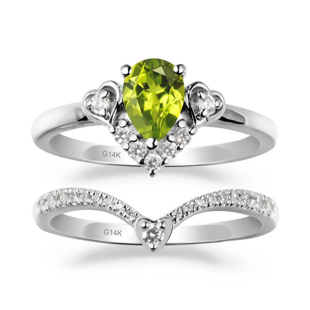 Tiara-Inspired Pear Shaped Peridot Ring Set - LUO Jewelry #metal_xxxxx