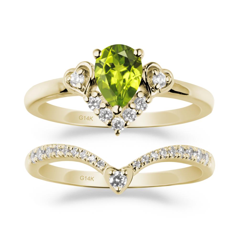 Tiara-Inspired Pear Shaped Peridot Ring Set - LUO Jewelry #metal_xxxxx