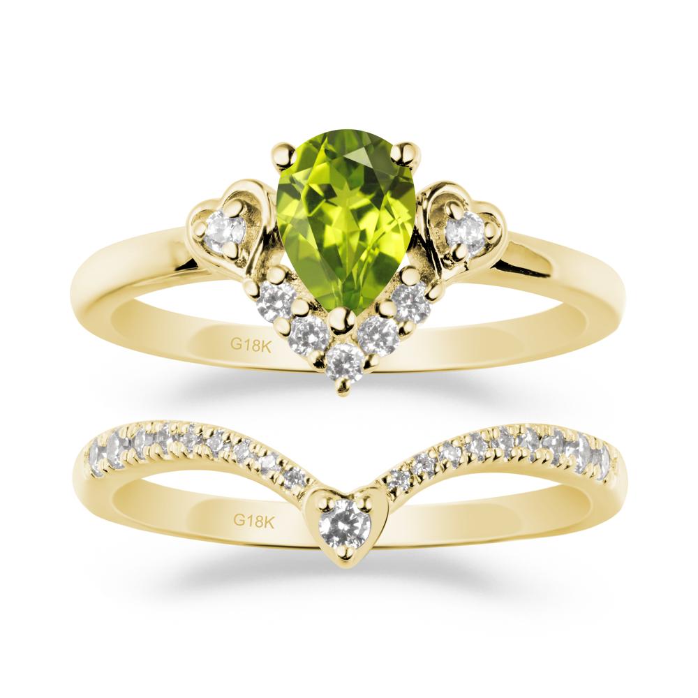 Tiara-Inspired Pear Shaped Peridot Ring Set - LUO Jewelry #metal_xxxxx