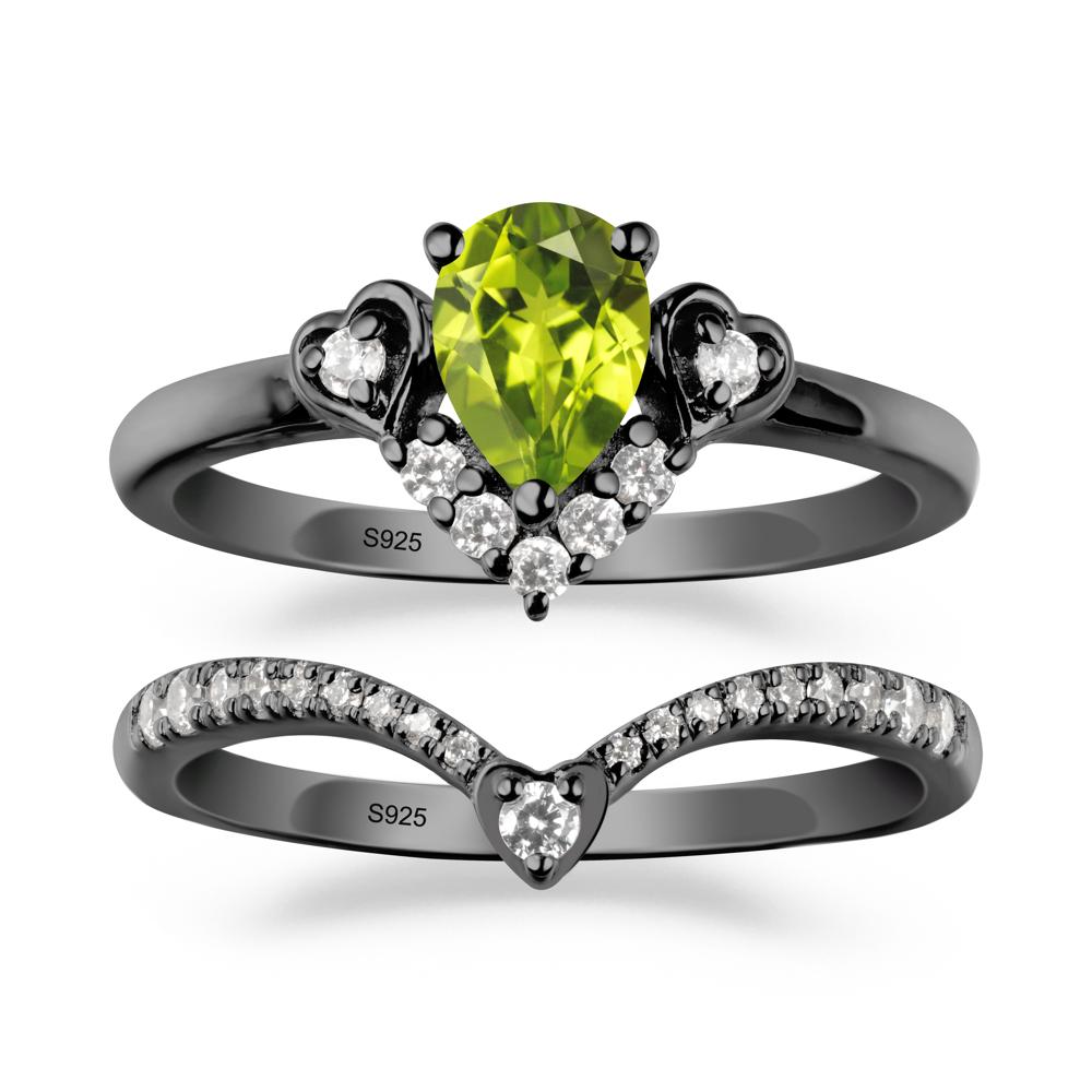 Tiara-Inspired Pear Shaped Peridot Ring Set - LUO Jewelry #metal_xxxxx