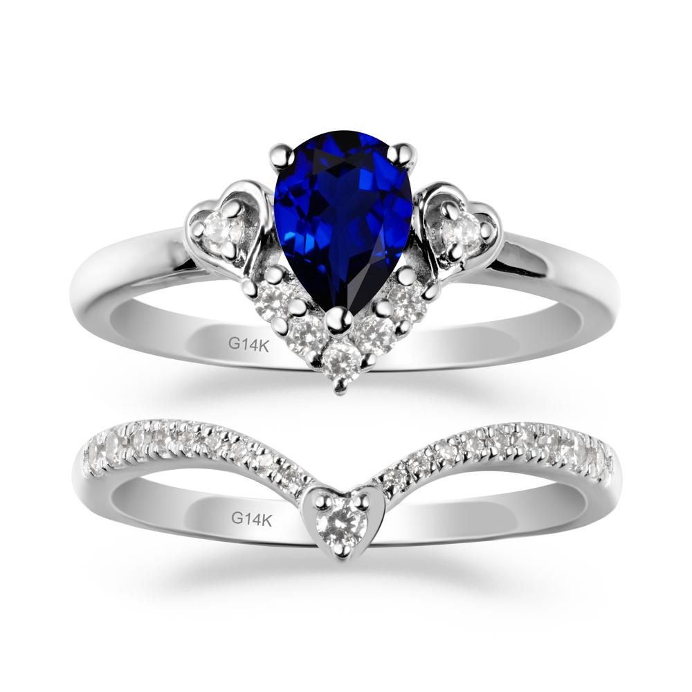 Tiara-Inspired Pear Shaped Sapphire Ring Set - LUO Jewelry #metal_xxxxx