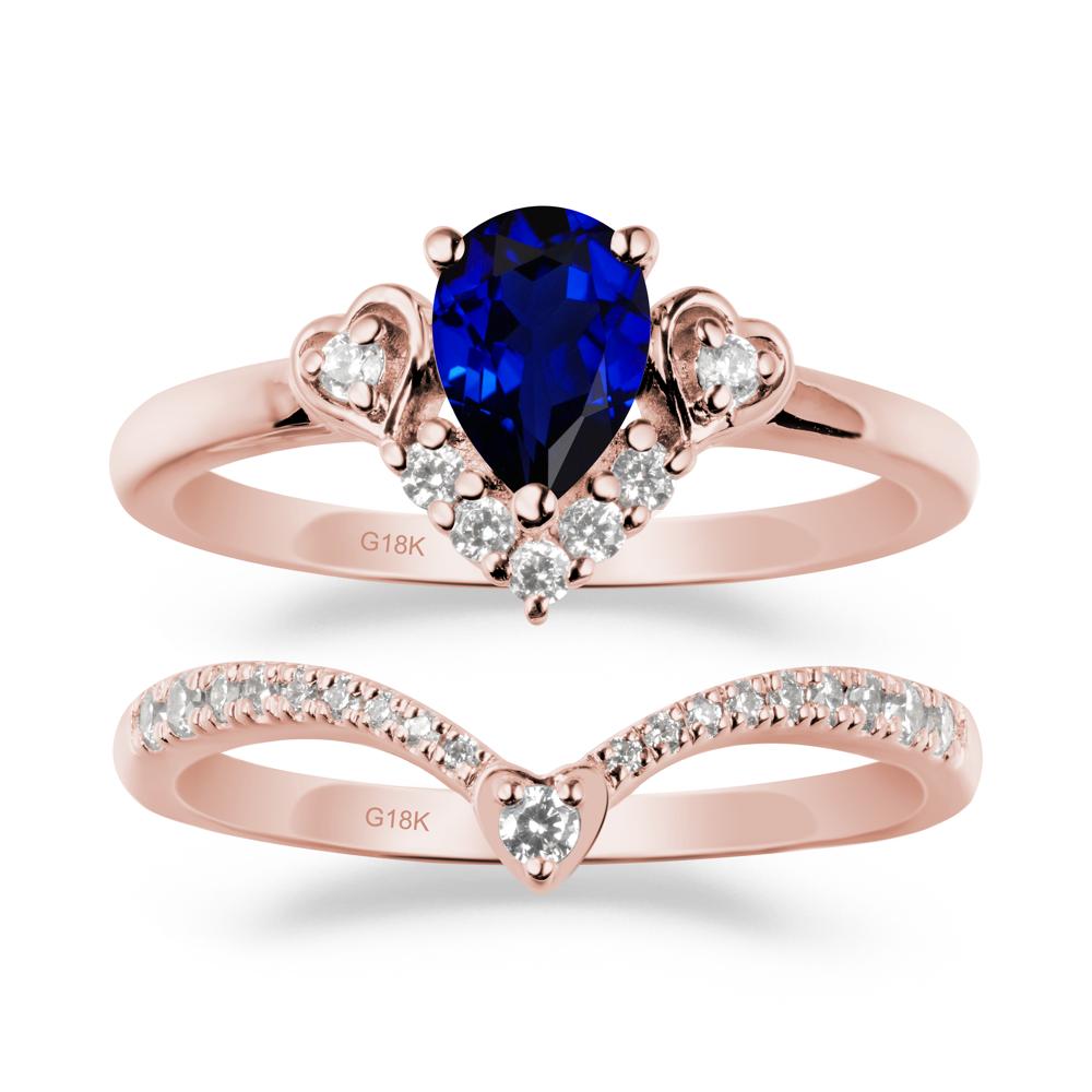 Tiara-Inspired Pear Shaped Sapphire Ring Set - LUO Jewelry #metal_xxxxx
