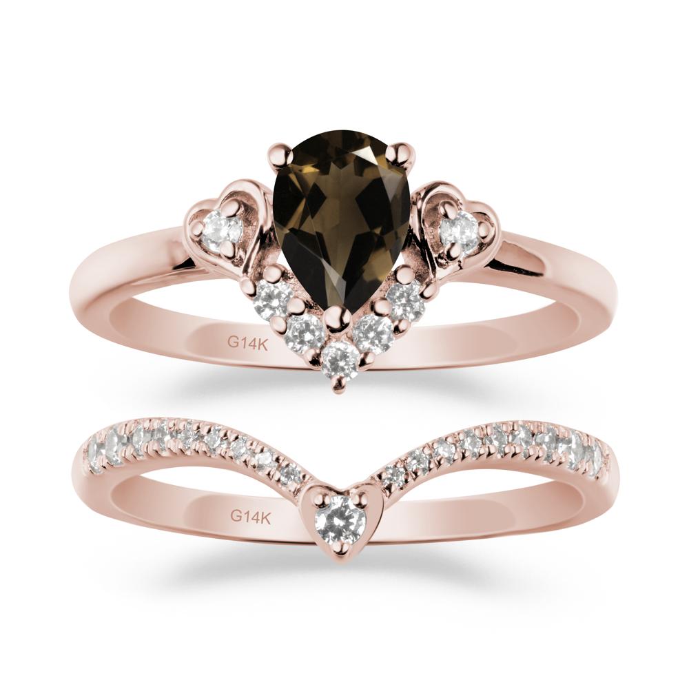 Pear-Cut Smoky Quartz Heart Bridal Set - LUO Jewelry #metal_xxxxx