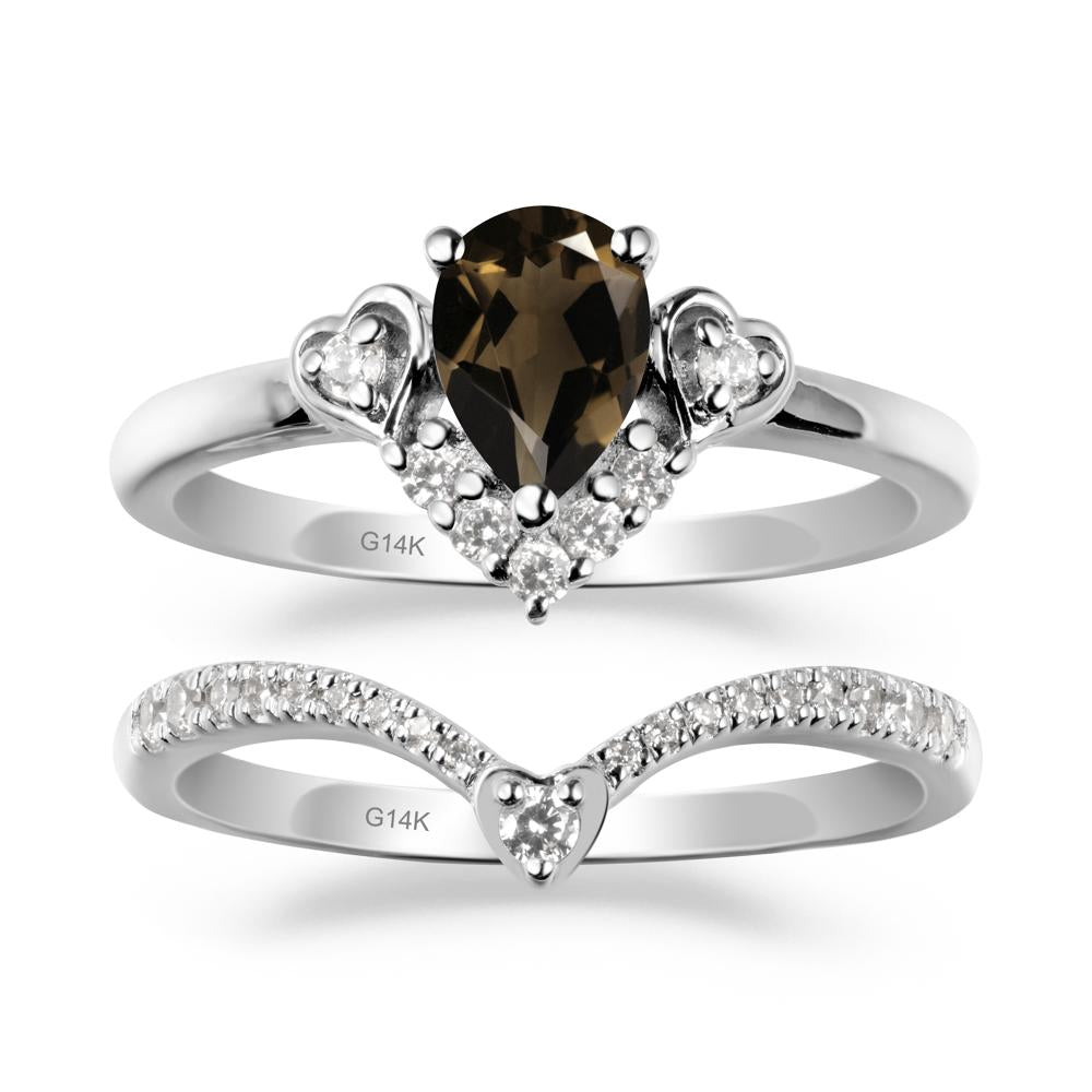 Pear-Cut Smoky Quartz Heart Bridal Set - LUO Jewelry #metal_xxxxx