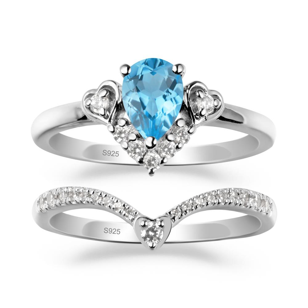 Swiss Blue Topaz Tiara Ring Set - LUO Jewelry #metal_xxxxx