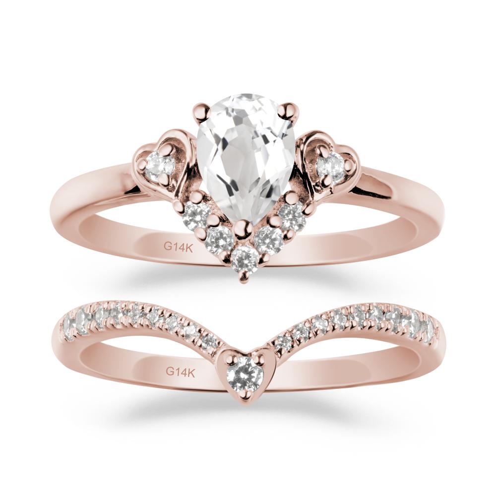 Tiara-Inspired Pear Shaped White Topaz Ring Set - LUO Jewelry #metal_xxxxx