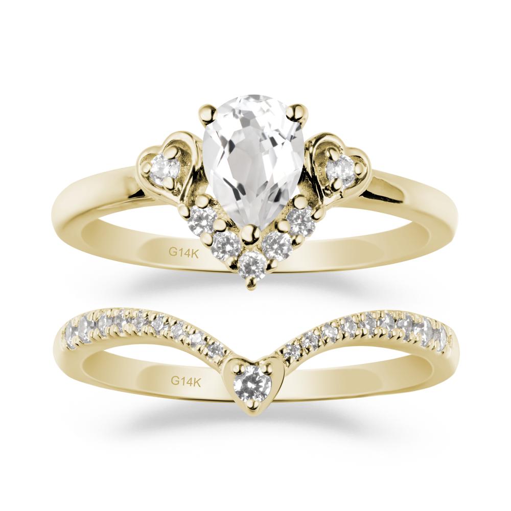 Tiara-Inspired Pear Shaped White Topaz Ring Set - LUO Jewelry #metal_xxxxx