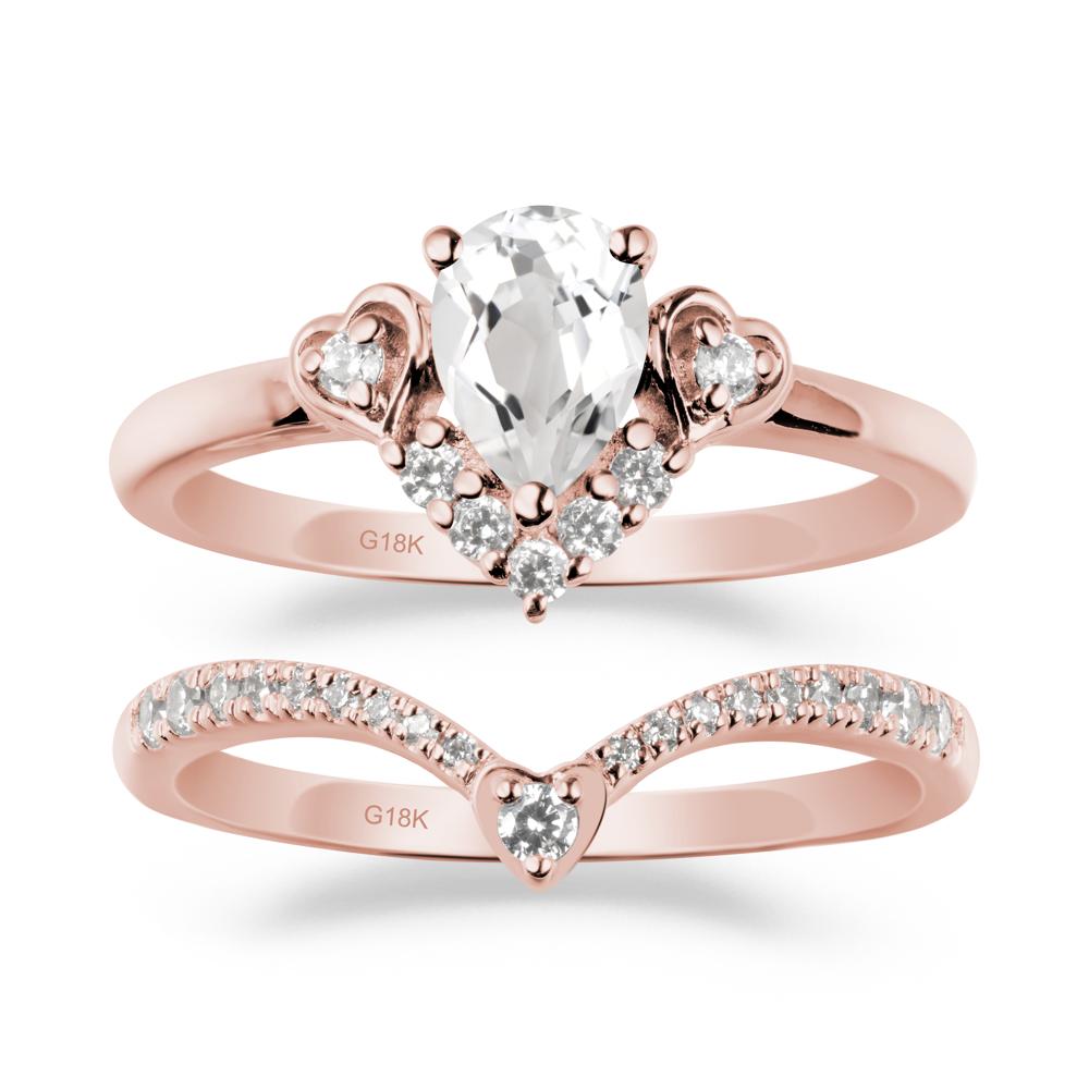 Tiara-Inspired Pear Shaped White Topaz Ring Set - LUO Jewelry #metal_xxxxx