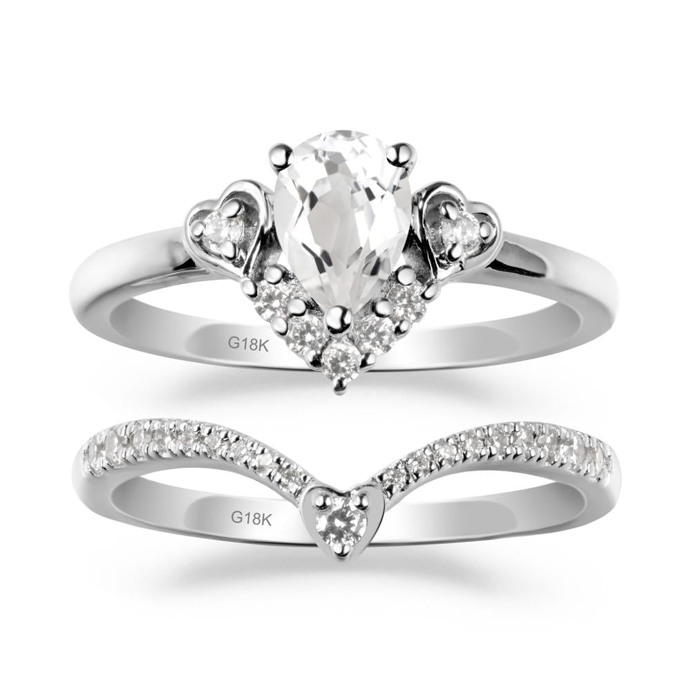 Tiara-Inspired Pear Shaped White Topaz Ring Set - LUO Jewelry #metal_xxxxx