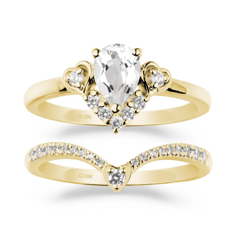 Tiara-Inspired Pear Shaped White Topaz Ring Set - LUO Jewelry #metal_xxxxx