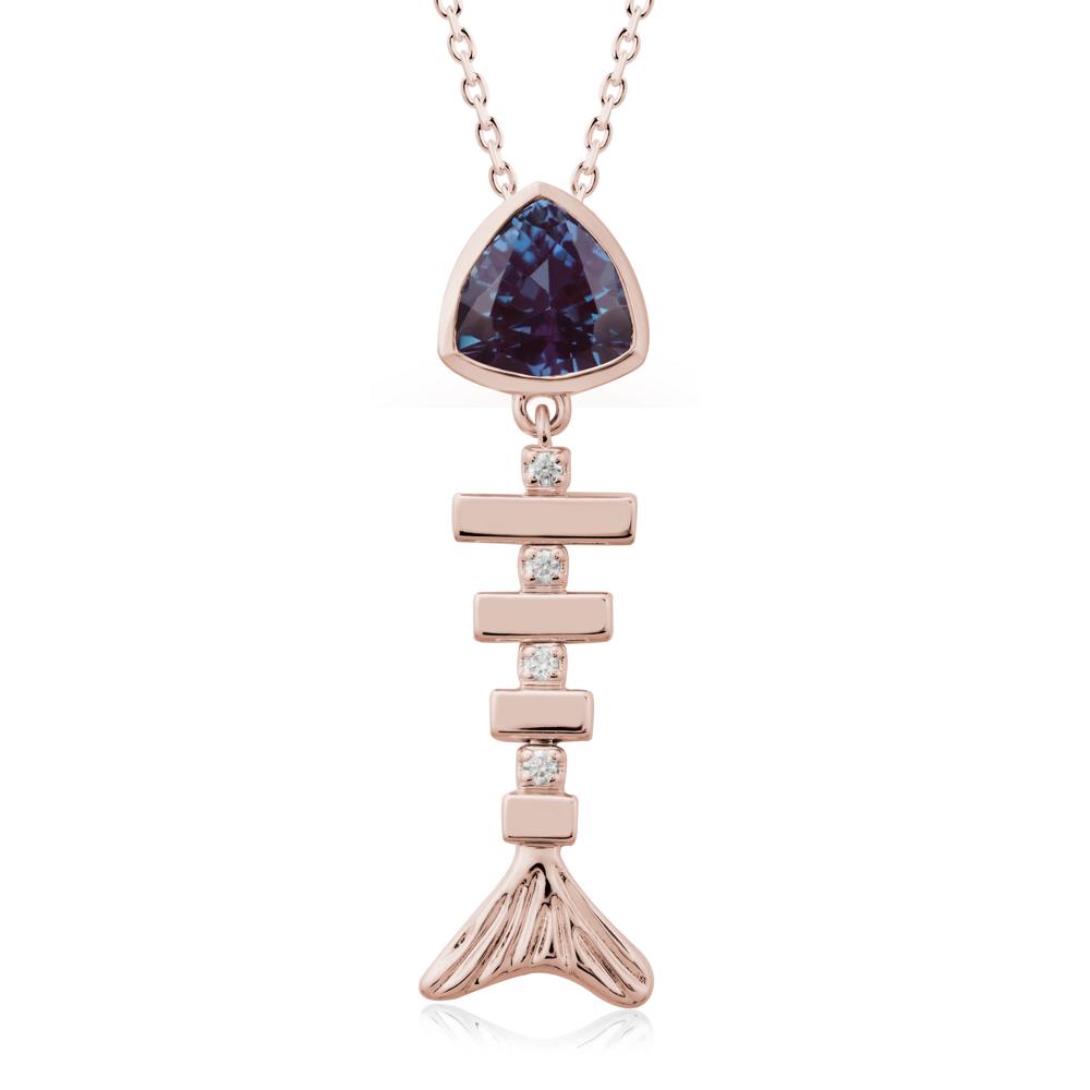 Movable Fishbone Alexandrite Necklace - LUO Jewelry #metal_14k rose gold