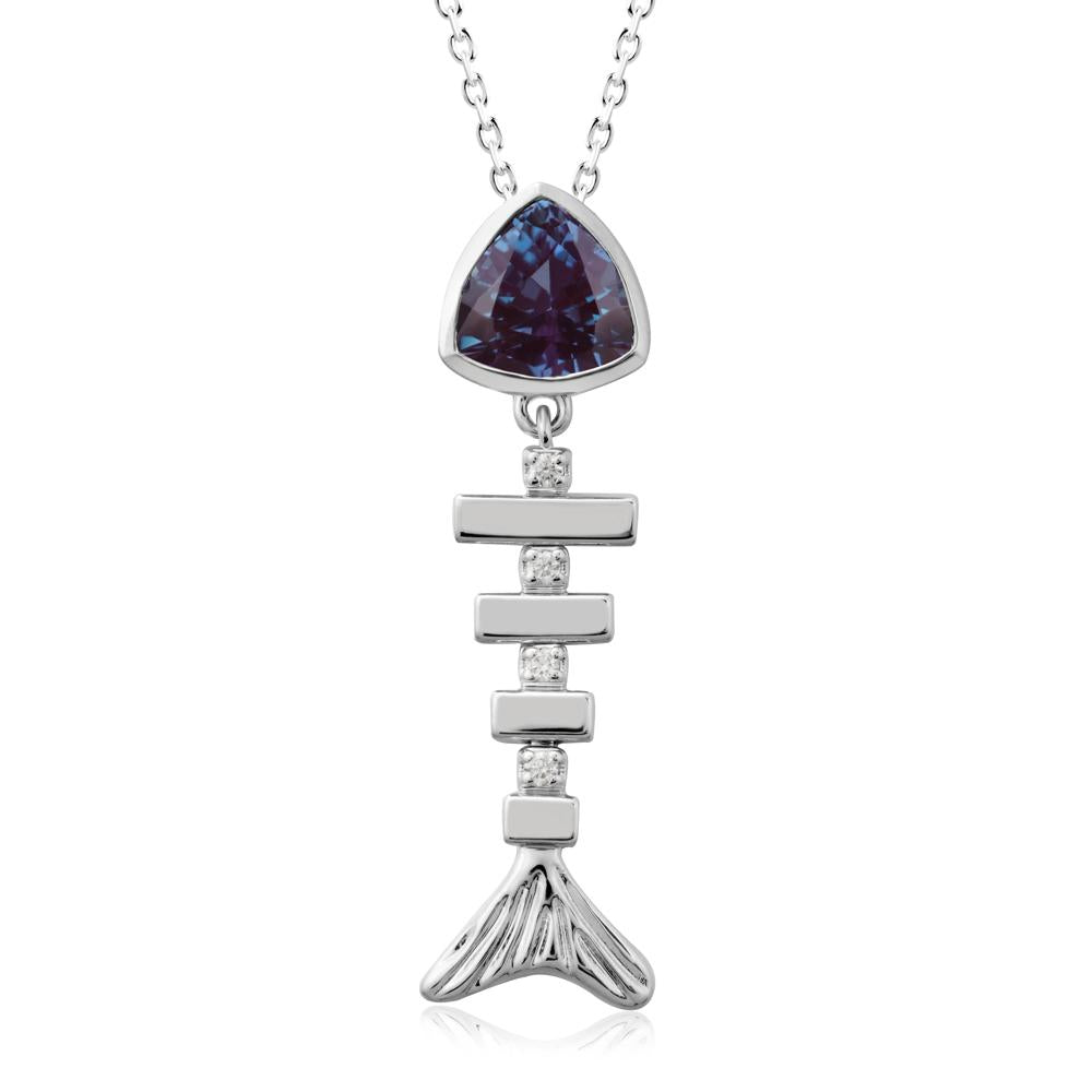 Movable Fishbone Alexandrite Necklace - LUO Jewelry #metal_18k white gold