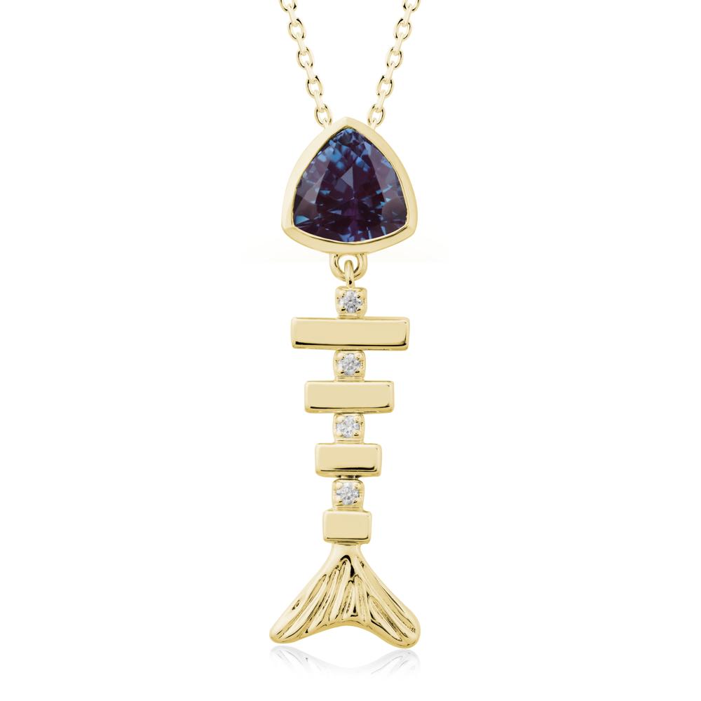 Movable Fishbone Alexandrite Necklace - LUO Jewelry #metal_18k yellow gold
